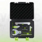 VIKTEC camshaft alignment and timing belt tool set with locking tools, 41mm water pump wrench and additional socket wrench in a fitted case.