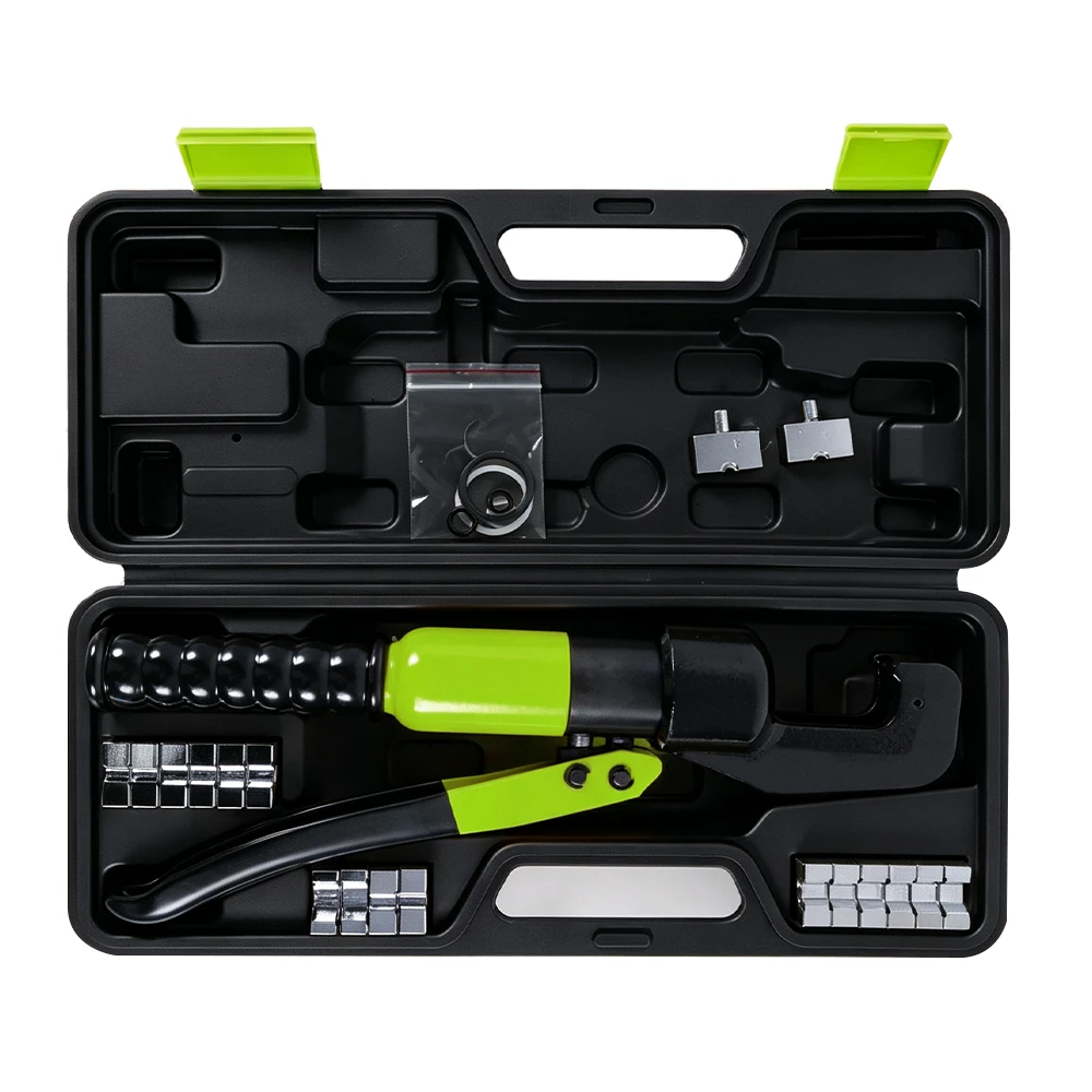 Kit d’outil de sertissage hydraulique 6 tonnes 4-70mm² 4 Kit d'outil de sertissage de flexibles hydrauliques VIKTEC avec matrices de sertissage interchangeables pour l'installation et la réparation de raccords de flexibles automobiles
