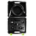 Kit de remoção e instalação de buchas de suspensão hidráulica VIKTEC VT19556 com cilindro hidráulico, mangueira e componentes adaptadores para reparo automotivo profissional.