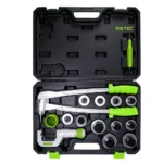 VIKTEC hydraulic tube flaring tool kit with multiple dies for forming and repairing automotive brake and metal tubing