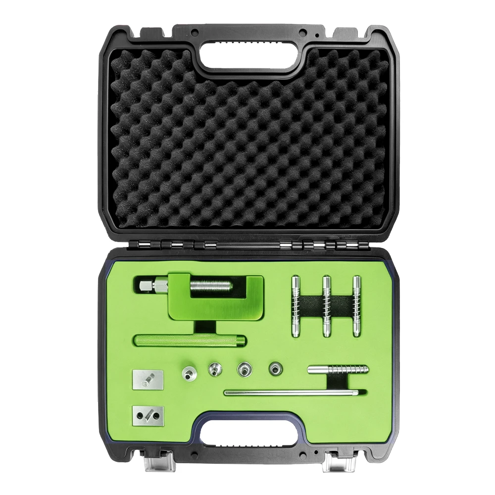 Patent Motorcycle Chain Breaker, Joiner and Riveting Tool Kit 35–630 6 VIKTEC VTN1420B motorcycle chain breaker and riveting tool set with multiple pins and adapters for breaking, joining and riveting drive chains.