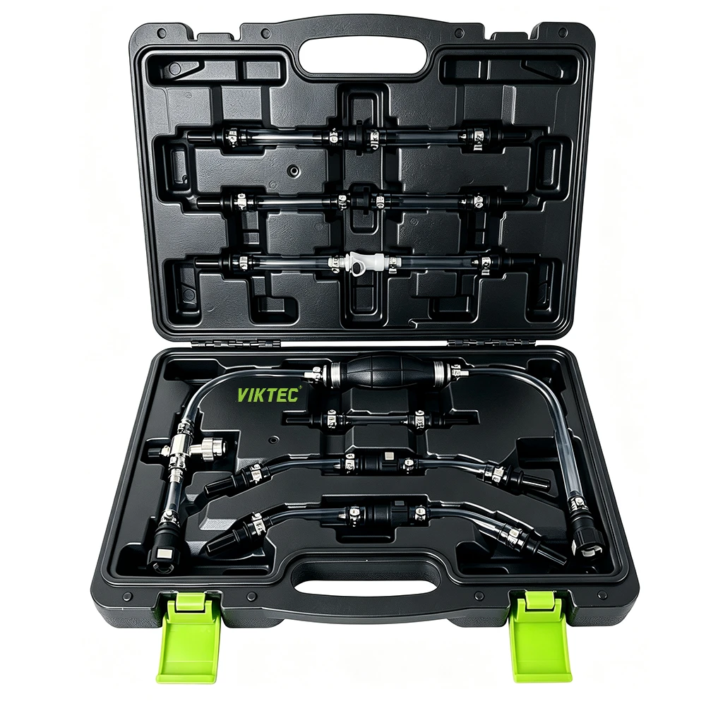 Kit de escorva e sangria do sistema de combustível diesel de 7 peças 1 Conjunto de chaves para filtro de óleo VIKTEC com ferramentas ajustáveis para remoção e substituição do filtro de óleo do veículo