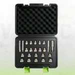Oil sump, gearbox and differential drain plug thread repair kit with four thread taps and assorted replacement plugs in a foam-lined storage case