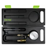Kit testador de compressão para motor a gasolina VIKTEC VT01049 com manômetro, mangueira flexível e adaptador de vela de ignição em maleta de transporte