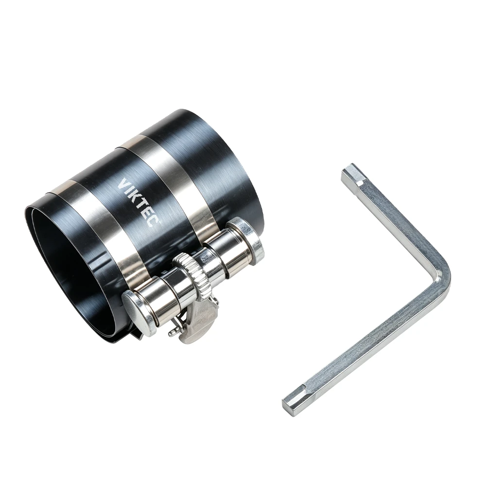VIKTEC VT01097 verstellbares Kolbenring-Spannwerkzeug mit Metall-Spannband und Inbusschlüssel zur Montage von Motorkolben