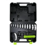 VIKTEC VT18179E universal bearing race and seal driver kit with multiple size adapters for installing bearings, races and oil seals during automotive repair.