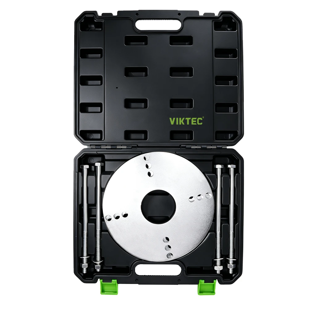 VIKTEC universal heavy duty wheel hub puller plate set with multi-hole pulling plate and threaded rods for hub removal