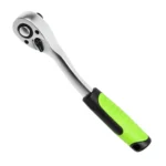 VIKTEC 1/4-inch drive reversible ratchet wrench with quick-release head and green-and-black non-slip comfort handle.