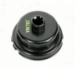 VIKTEC black cap-style 2-in-1 oil filter wrench with hex drive for servicing compatible Toyota and Lexus oil filter housings.