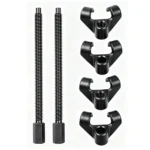 VIKTEC 270mm drop-forged coil spring compressor set with two threaded pressure rods and four hooked spring clamps.