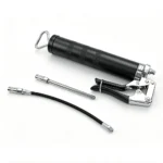 VIKTEC pistola de engrase manual de 400 ml con empuñadura tipo pistola, manguera flexible y tubo de extensión rígido para lubricación automotriz.