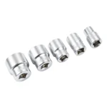VIKTEC 5-piece 3/8-inch drive damaged nut and bolt remover socket set made from CR-MO steel for extracting rounded fasteners.