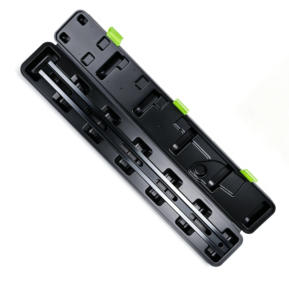 Régua de precisão para cabeçote para inspeção de planicidade do motor 2 Abra a régua de precisão VIKTEC VT14042 com uma barra de inspeção de 600 mm em um estojo de proteção para verificar a planicidade da superfície do cabeçote e do bloco do motor com calibradores de lâminas.