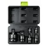 Open VIKTEC 6-piece impact socket adapter and reducer set with drive conversions from 1/4 inch to 3/4 inch in a molded storage case.