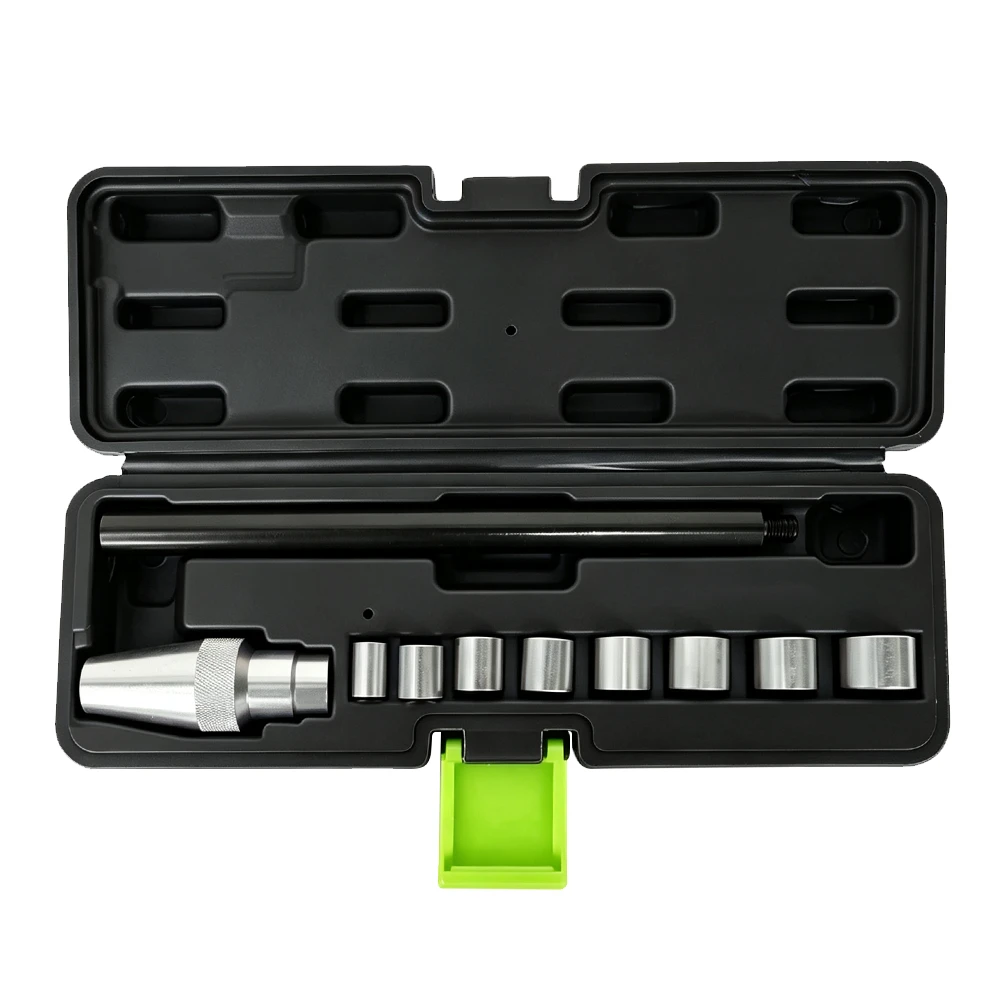 Metric Clutch Alignment Tool Set with Pilot Bushings 2 Open VIKTEC metric clutch alignment tool set with tapered alignment shaft and multiple pilot adaptors in a compact storage case.