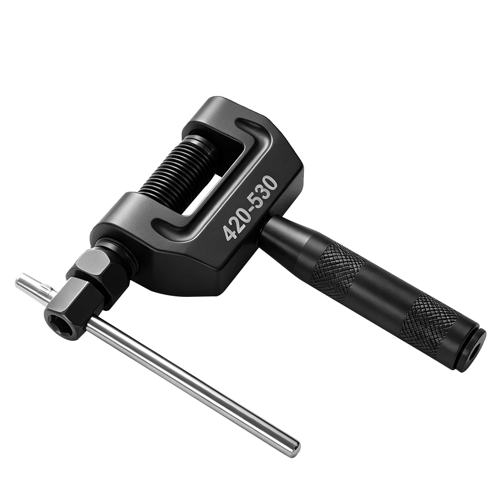 Herramienta rompe cadenas para motocicleta 420–530 4 Rompecadenas para motocicleta VIKTEC con tornillo de presión en T para extraer los pasadores de cadenas de transmisión compatibles de 420 a 530.