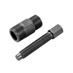 VIKTEC motorcycle flywheel puller with threaded outer body and pressure screw for removing compatible motorcycle flywheels and rotors.