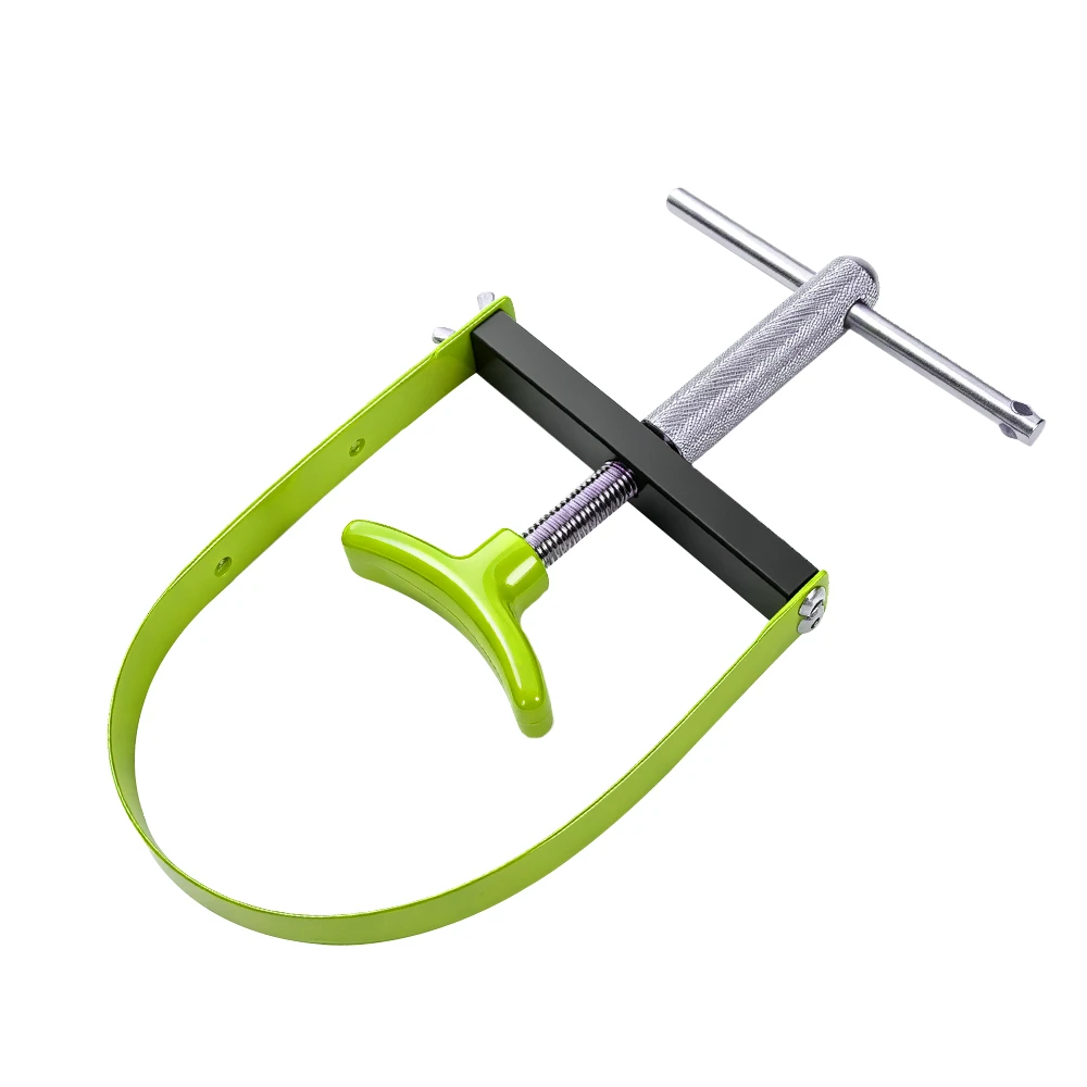Ferramenta universal de retenção de polia para motocicleta para serviço de volante e embreagem 4 Suporte de polia ajustável VIKTEC para motocicleta, com cinta de travamento, para fixar volantes, polias de embreagem e engrenagens compatíveis de 45mm a 120mm.