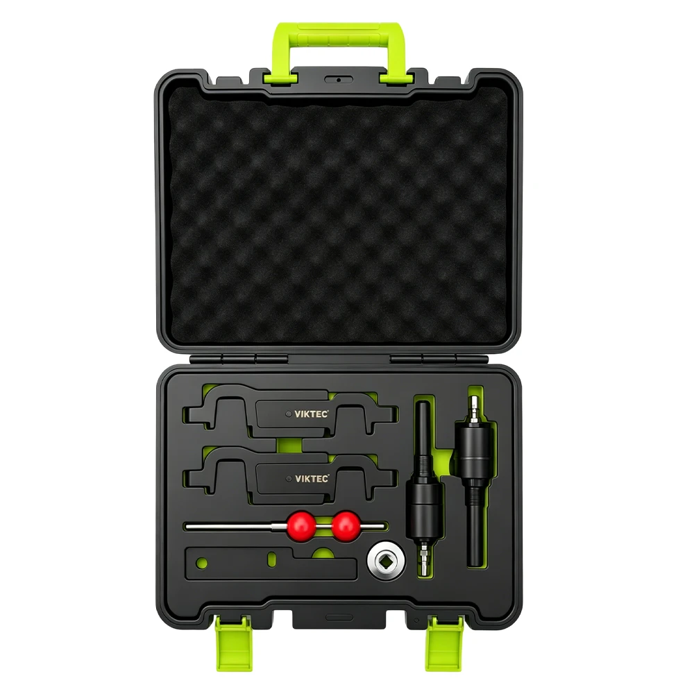 Porsche Cayenne Panamera Camshaft Timing Tool Set 1 Open VIKTEC camshaft engine timing tool kit for Porsche Cayenne and Panamera 3.6L, 4.5L and 4.8L V6 and V8 engines.