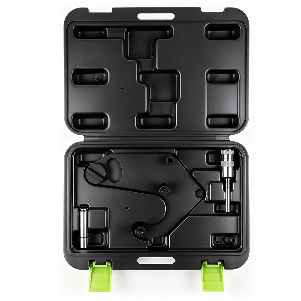 Juego de herramientas de calado Renault Nissan Infiniti 3.0 dCi V9X 6 Juego abierto de herramientas de calado para motor diésel VIKTEC VT17125 con una placa de bloqueo moldeada, un pasador de alineación y un adaptador para motores Renault y Nissan 3.0 dCi V9X compatibles.