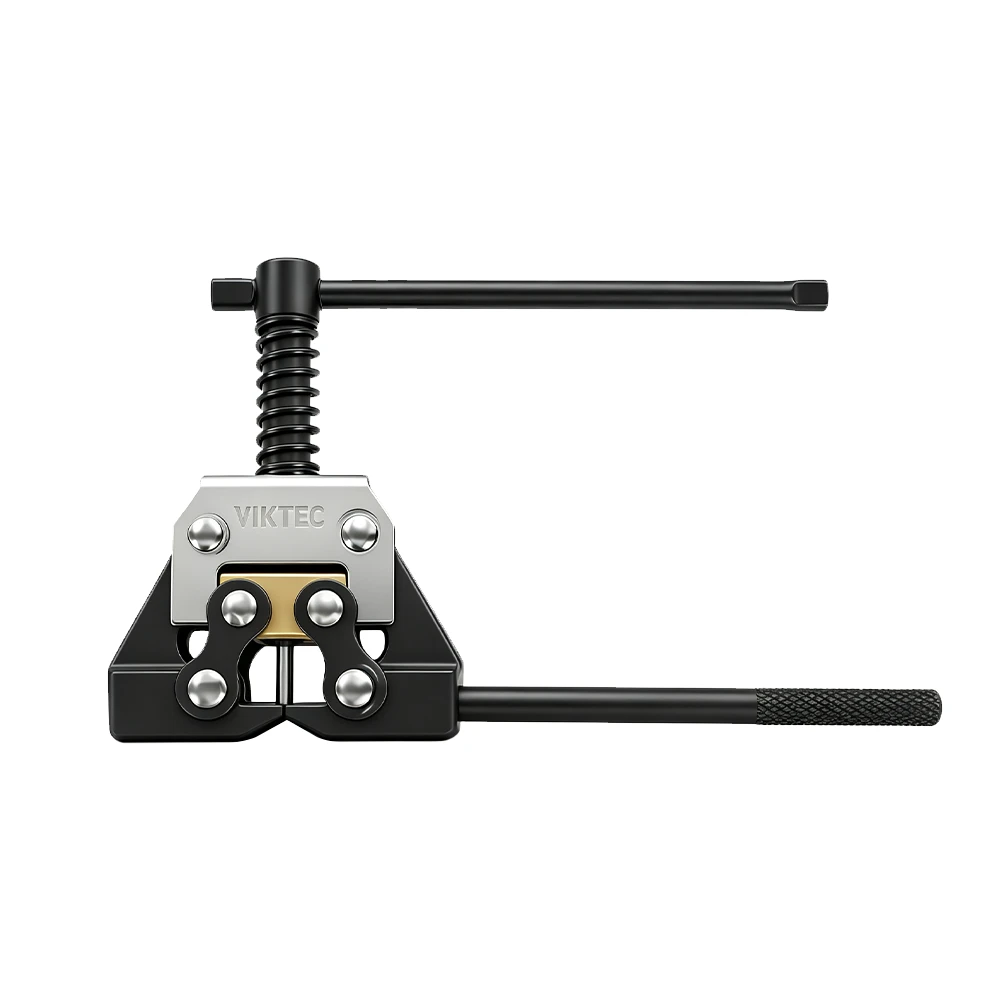 Outil de dérive-chaîne pour VTT et tout-terrain pour chaînes à rouleaux à usage intensif 4 Casse-chaîne universel VIKTEC avec vis à poignée en T et levier de commande pour séparer les chaînes de transmission compatibles des dirt bikes, motos et VTT.