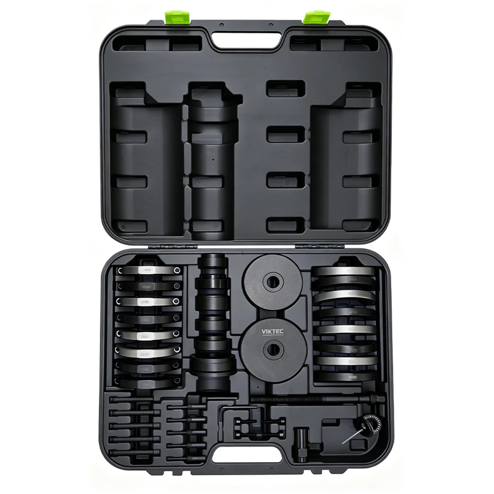 VW Audi Gen 2 wheel bearing tool set 2 Open VIKTEC wheel bearing removal and installation tool set for VAG vehicles, with adapters for 62mm, 66mm, 72mm and 85mm bearings.