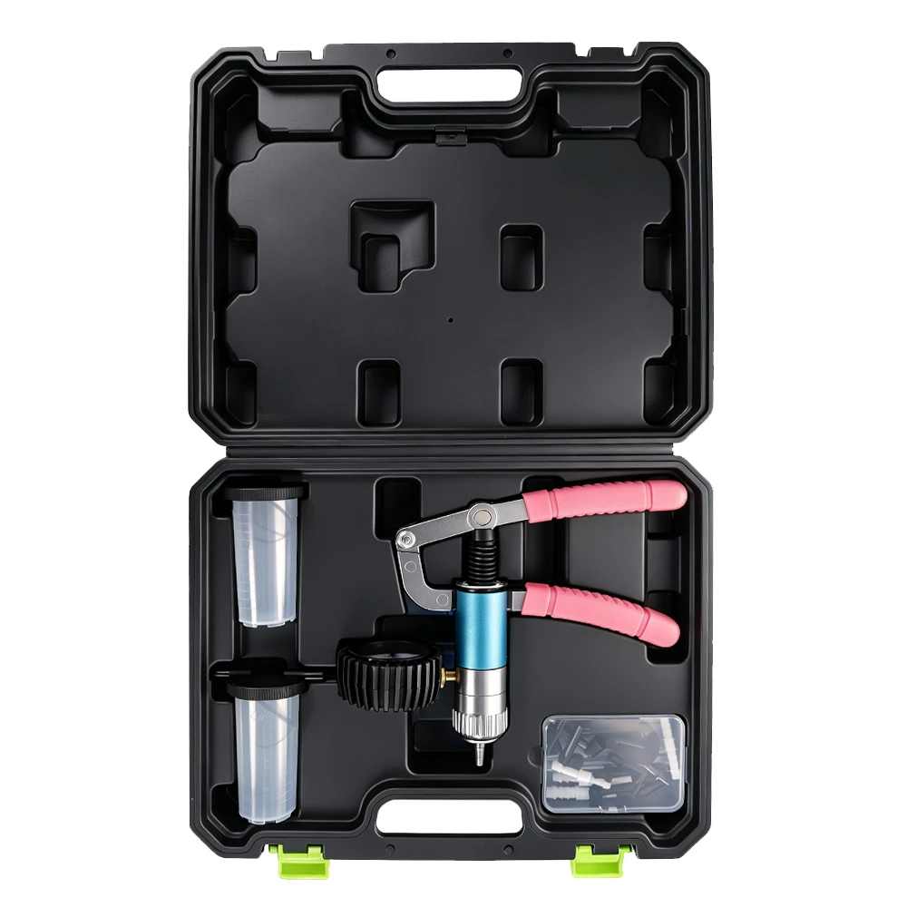 Clé dynamométrique à entraînement 1/2in 65–350N·m 5 Pompe à vide manuelle et kit de purge de frein avec manomètre, godets de récupération et adaptateurs de durite dans un coffret moulé par soufflage