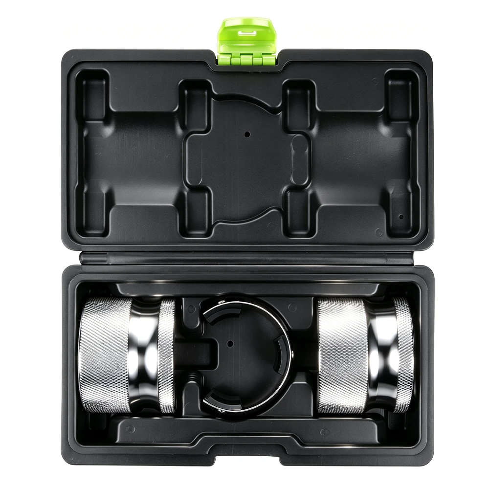 Motorcycle Fork Seal Driver Set 39–50mm 4 Open case containing a universal adjustable motorcycle fork seal driver for 39 to 50 mm conventional and inverted forks