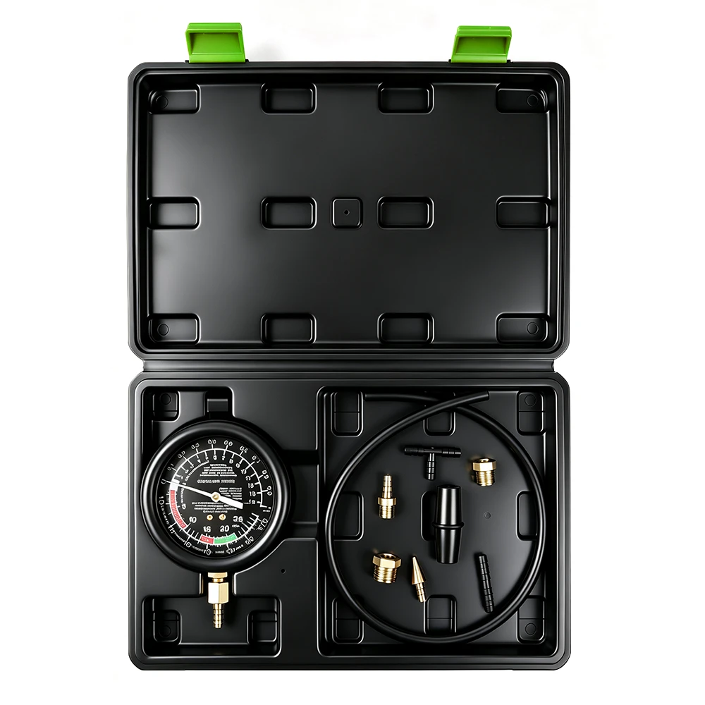 Vacuum and Fuel Pump Pressure Tester Kit 6 VIKTEC vacuum and fuel pump tester kit with pressure gauge hose and adapters for diagnosing automotive fuel pump and vacuum system faults