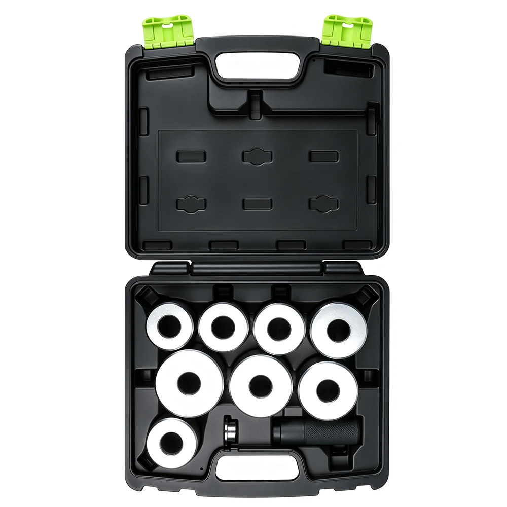 Jeu d’outils d’installation de soufflet de rotule de direction à emboîtement 34–53mm 5 Kit d’outil de démontage de roulement de roue et de moyeu VIKTEC VT18137 avec plusieurs disques de pression, outil d’entraînement et mallette de transport moulée