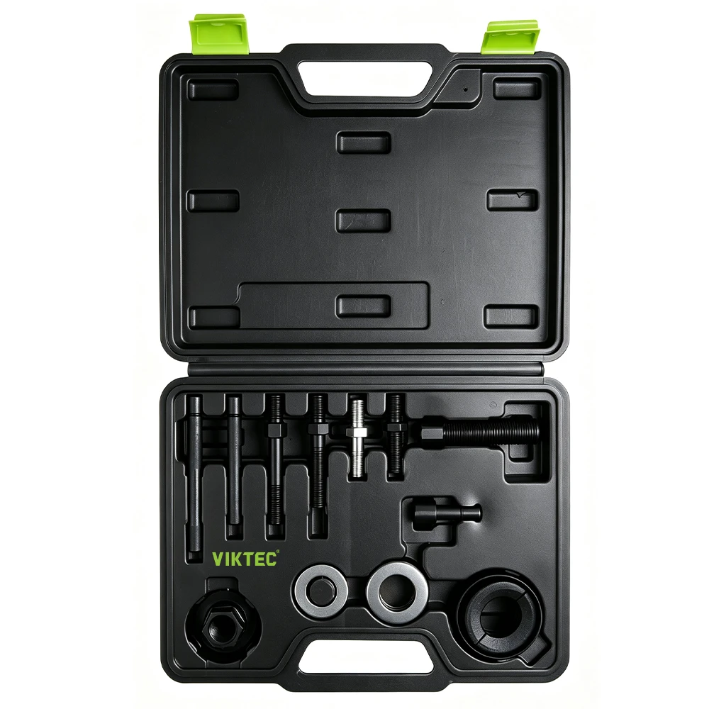Servolenkungs-Riemenscheiben-Abzieher- und Einbau-Set für die Servopumpenwartung 3 VIKTEC Radlager-Abzieher-Set mit mehreren Adaptern für professionelle Kfz-Reparaturanwendungen