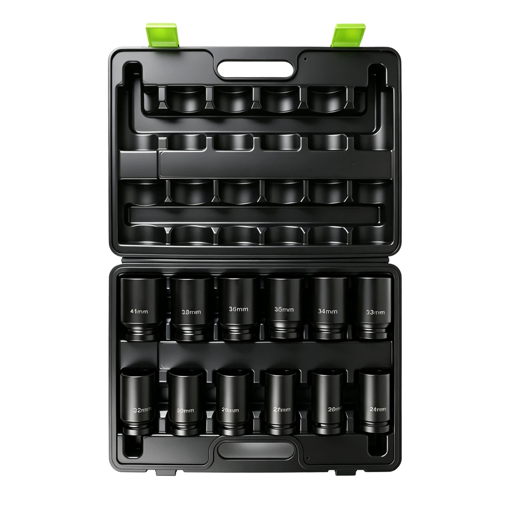 12PC 3/4in Drive 6-Point Impact Deep Socket Set 24–41mm 4 VIKTEC VT14109 12PC 3/4 inch drive deep impact socket set in 24-41mm sizes for trucks, commercial vehicles and heavy duty repair.