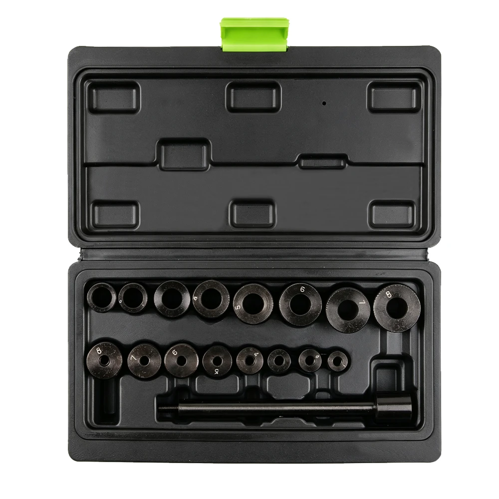 17PC Universal Clutch Alignment Tool Set 10.6–26mm 4 17PC universal clutch aligning tool set with pilot adapters and guide sleeves
