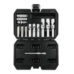 VIKTEC VT13515 18PC glow plug socket set with jointed sockets and extension tools for removing and installing diesel engine glow plugs.