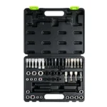 VIKTEC VT01071B 48PC SAE and metric thread repair kit with rethreading taps, dies and thread restoring tools for damaged bolts, studs and nuts.
