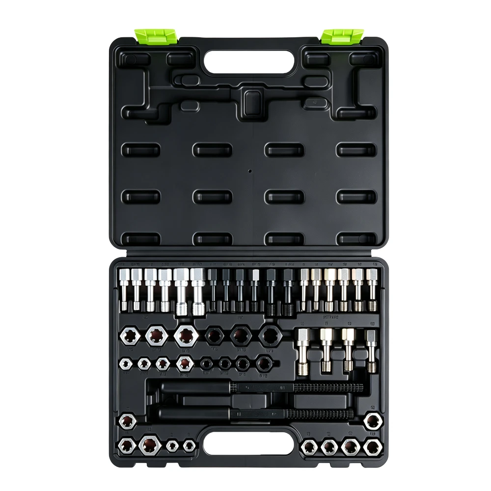 48PC SAE & Metric Thread Restorer Kit 2 VIKTEC VT01071B 48PC SAE and metric thread repair kit with rethreading taps, dies and thread restoring tools for damaged bolts, studs and nuts.
