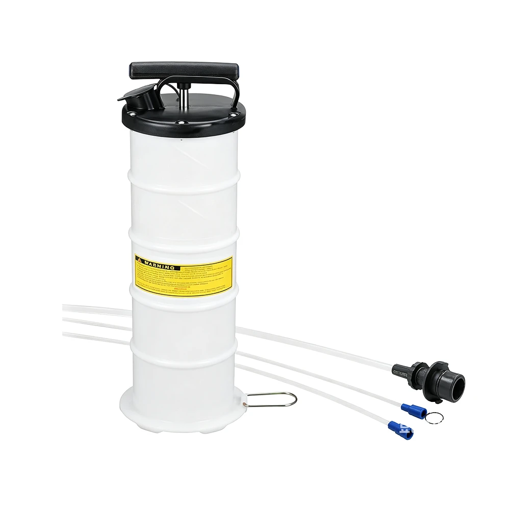 VIKTEC VT17315C 6.5L manual oil extractor pump with hand pump and suction hoses for automotive engine oil and fluid extraction.
