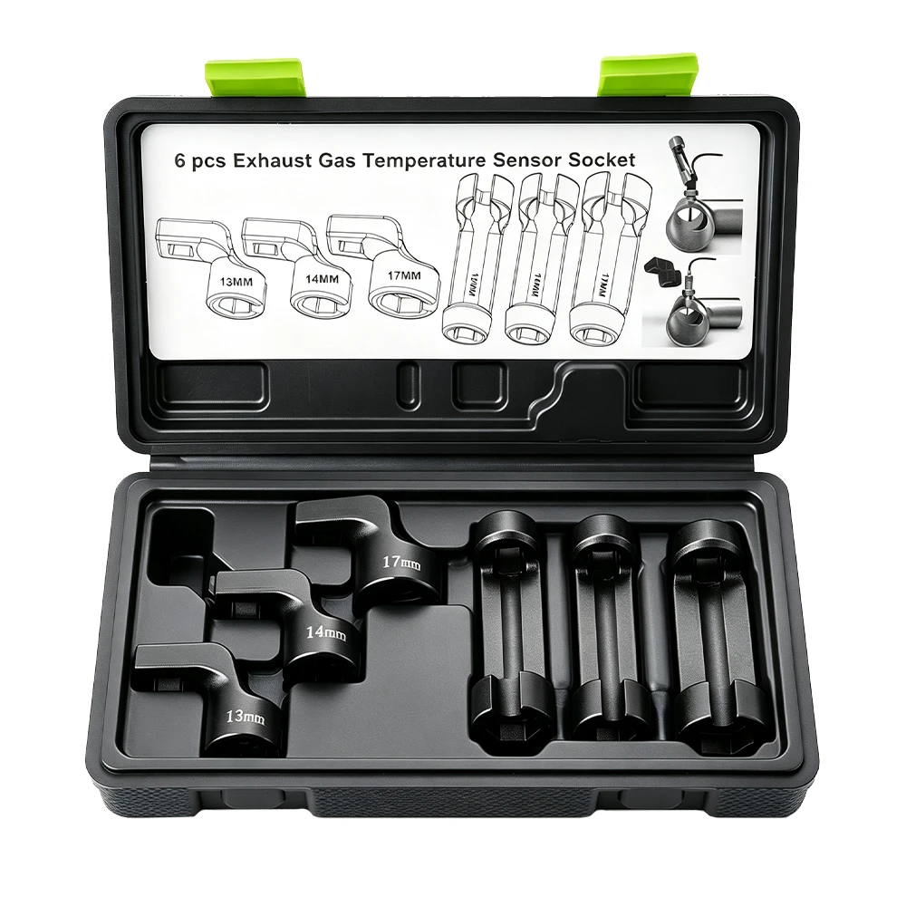 6PC 3/8in Drive EGT Exhaust Gas Temperature Sensor Socket Set 6 6PC exhaust gas temperature sensor socket set for removing and installing EGT sensors