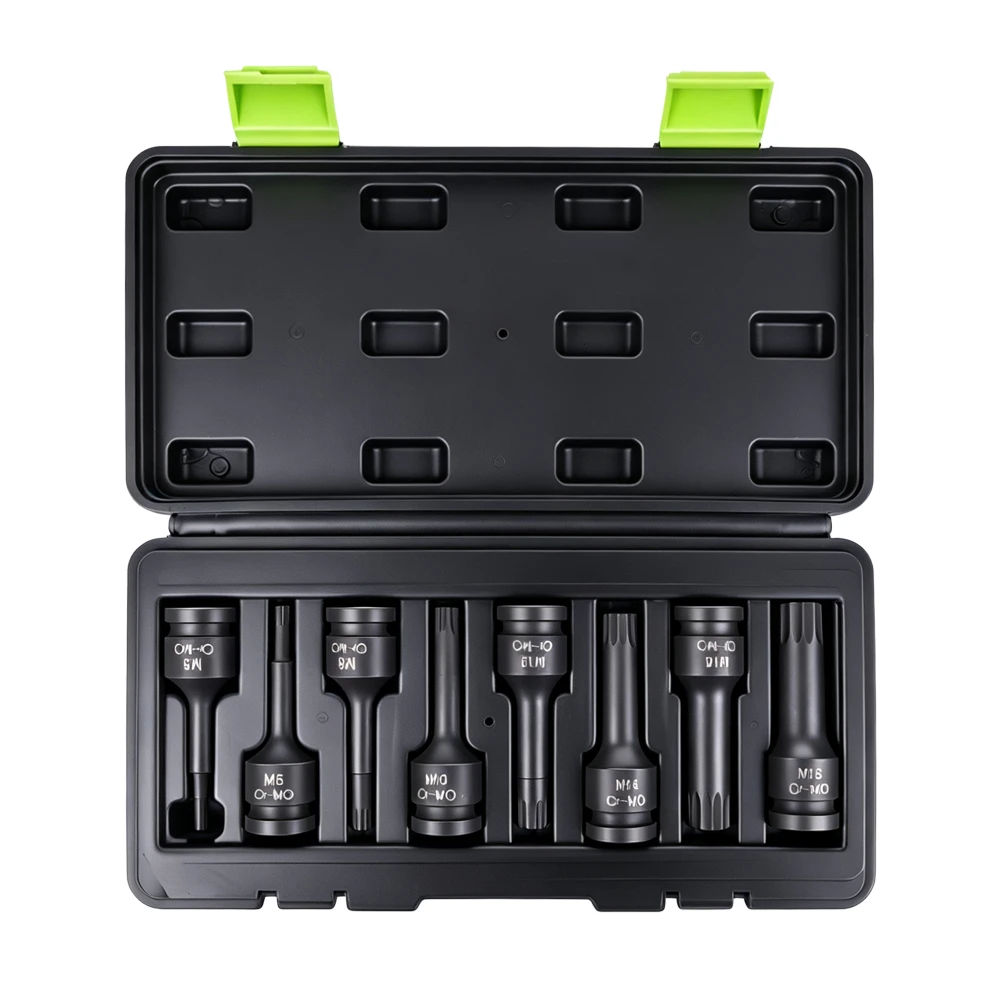8PC 1/2in Drive Hex Impact Socket Bit Set H5–H18 3 VIKTEC VT13101D 8PC 1/2 inch drive hex impact socket bit set including H5, H6, H8, H10, H12, H14, H16 and H18 sizes.