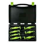 VIKTEC VT19163 professional screwdriver set with slotted and Phillips drivers and voltage testing tools supplied in a portable storage case.
