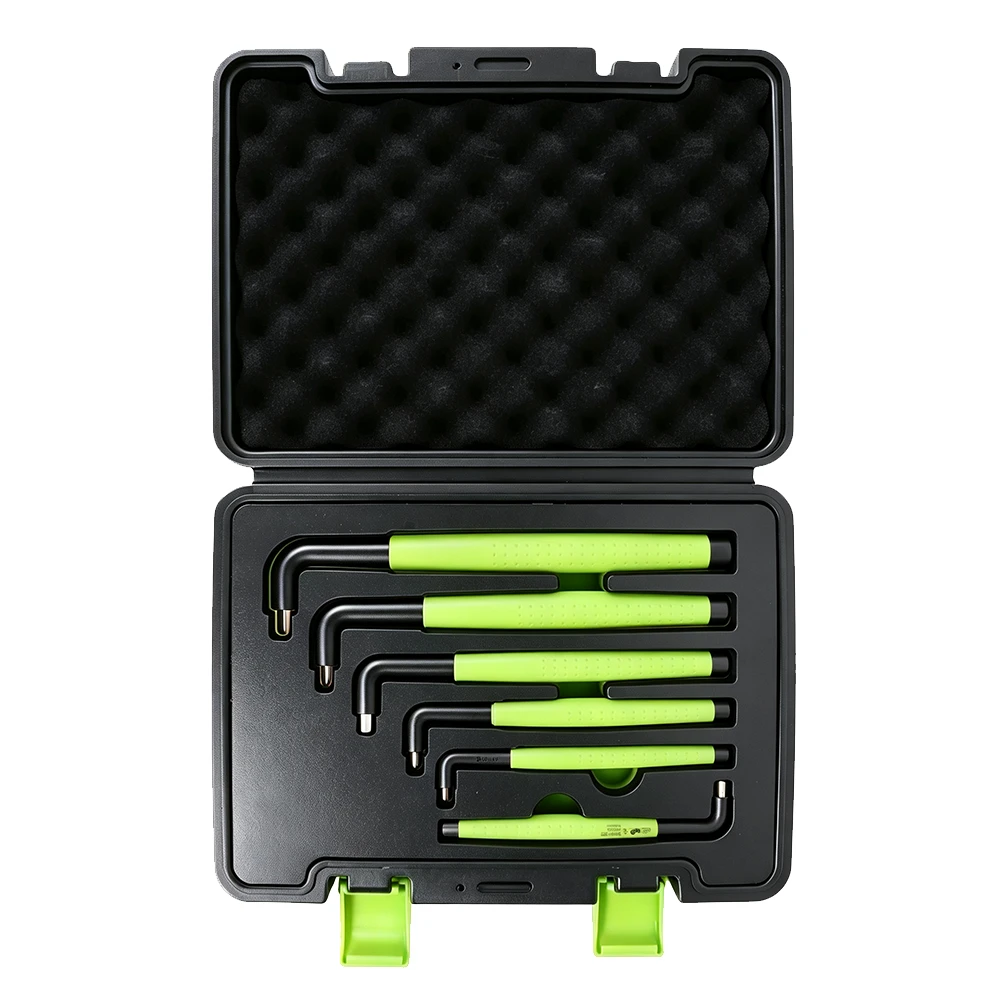 6PC VDE Insulated Extra Long Hex Key Set 2.5–8mm 2 VIKTEC VT20330 L-type hex key set with ergonomic non-slip grip handles supplied in a protective storage case for workshop maintenance.