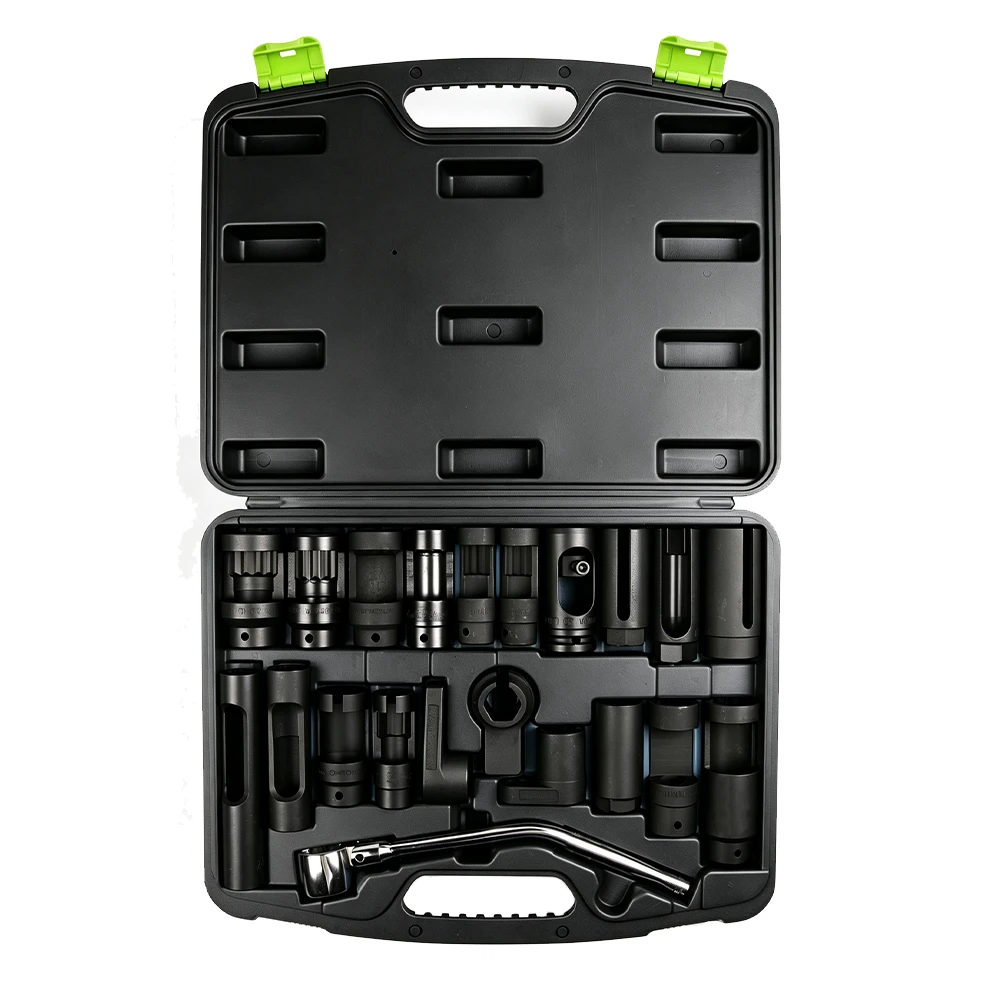 21PC Oxygen Sensor, Injector and Oil Pressure Switch Socket Set 4 21PC oxygen sensor socket tool set for removing lambda sensors and automotive sensors