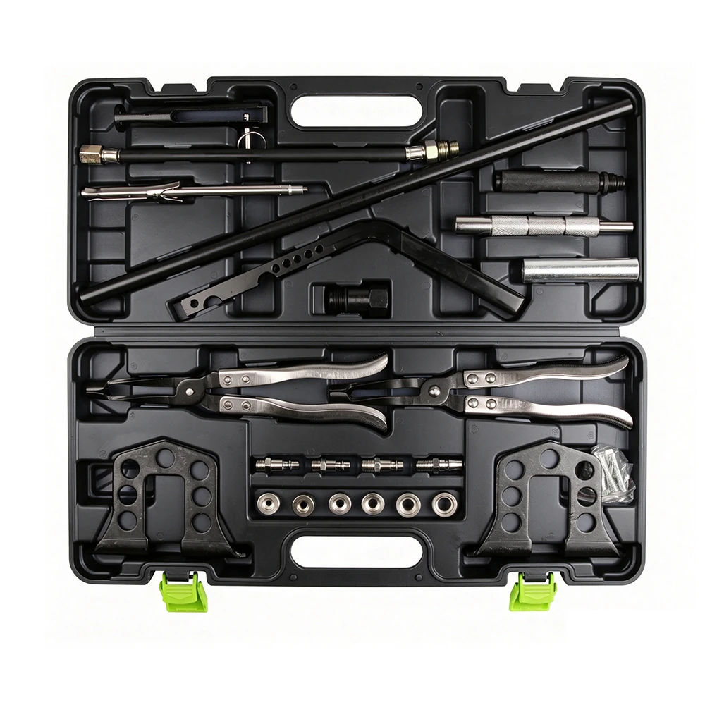 Complete Upper Engine Service Kit for Valve Spring and Seal Replacement 1 VIKTEC VT01718 universal valve spring compressor repair kit for removing and installing valve springs, valve stem seals and related engine components.