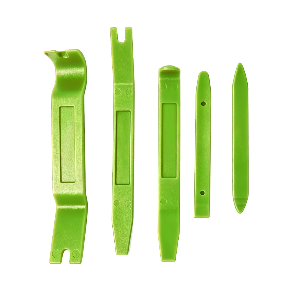 Lot de 5 outils pour le démontage des panneaux automobiles 3 VT01116B : jeu de 5 outils pour le démontage des garnitures automobiles, comprenant des leviers en plastique permettant de retirer les panneaux intérieurs, les moulures, les clips et les garnitures du tableau de bord
