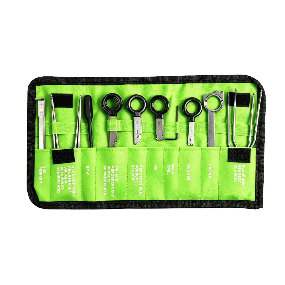 VT01137 20PC professional car radio removal tool kit with assorted stereo release keys for multiple vehicle brands