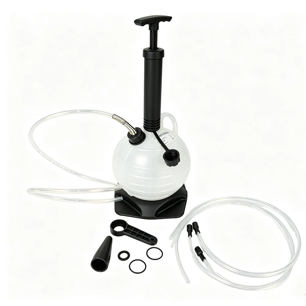 6L Manual Fluid Extractor Pump 3 VIKTEC VT01294T1 brake fluid extractor with hand pump, transparent hoses and accessories for brake fluid service