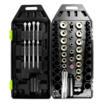 VT01302G 56PC hydraulic bushing and rubber sleeve removal tool set with press adapters threaded rods and installation tools