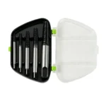VT01309C 6PC screw extractor set for removing broken, damaged and stripped screws and bolts in multiple sizes.