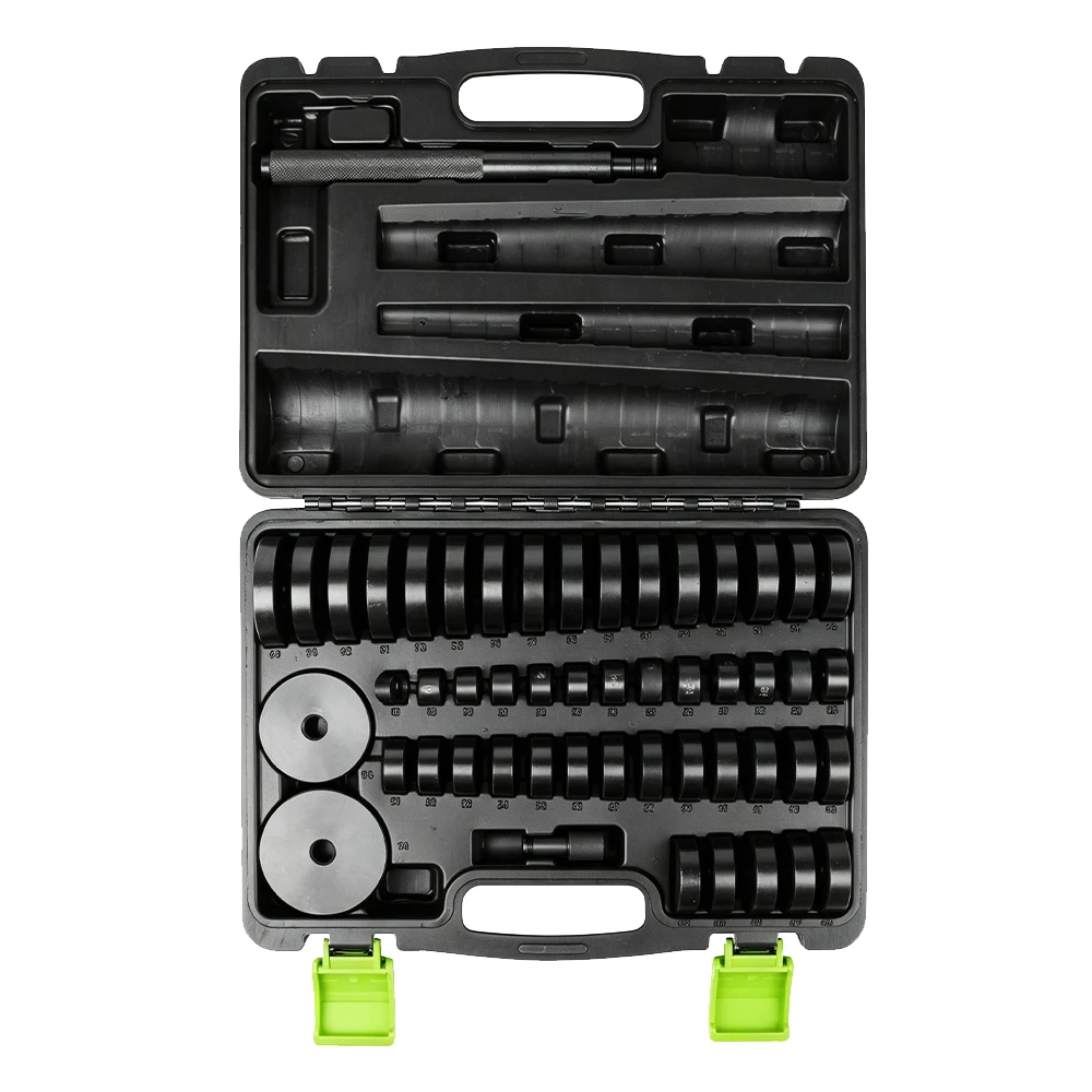 52PC Bush Bearing & Seal Driver Set 18–74mm 1 VT01509 52PC bush bearing and seal driver tool set with multiple size discs and driver handles for bearing bushing and seal installation