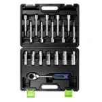 VT01838 18PC spring strut and shock absorber tool set with go-through sockets and extension bits for suspension repair
